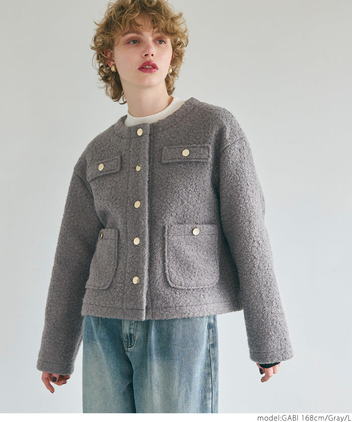 Gold button boa jacket