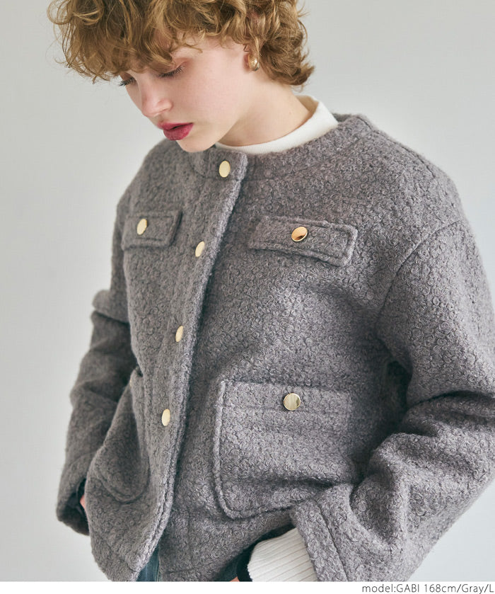 Gold button boa jacket