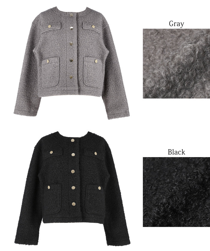 Gold button boa jacket