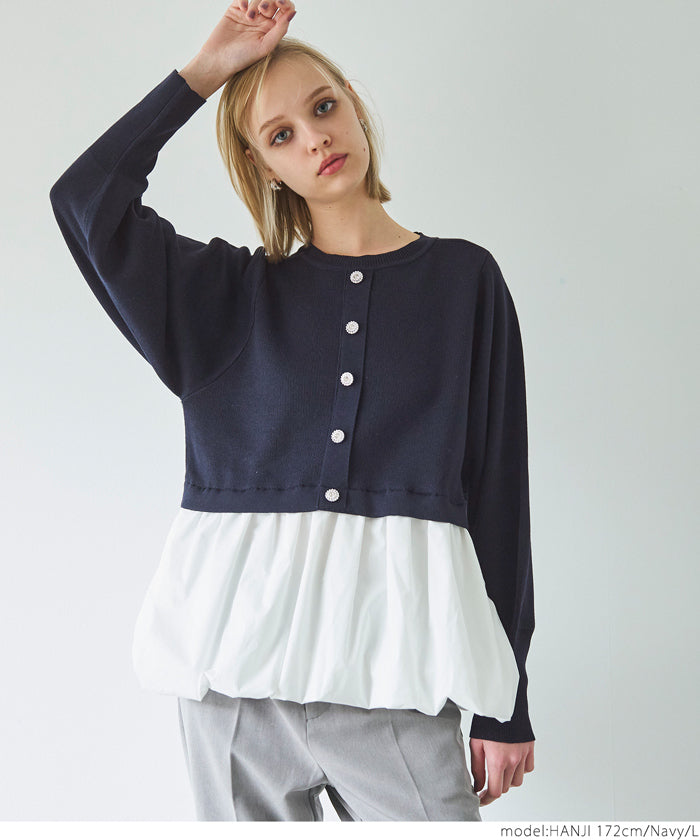 Balloon docking hem knit top