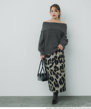 Balloon sleeve off-shoulder knit top