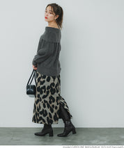 Balloon sleeve off-shoulder knit top