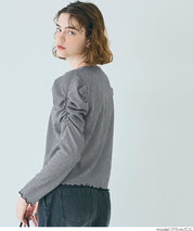 Thin pleated long sleeve round neck willow top