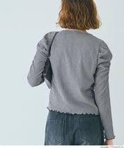 Thin pleated long sleeve round neck willow top