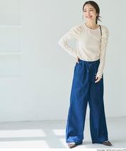 Thin pleated long sleeve round neck willow top