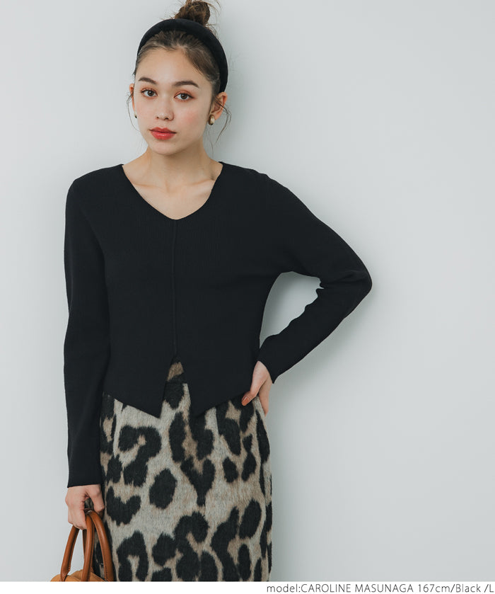 Front slit knit top