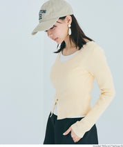 V領開岔造型薄針織上衣