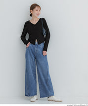 V領開岔造型薄針織上衣