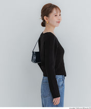 V領開岔造型薄針織上衣