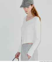 V領開岔造型薄針織上衣