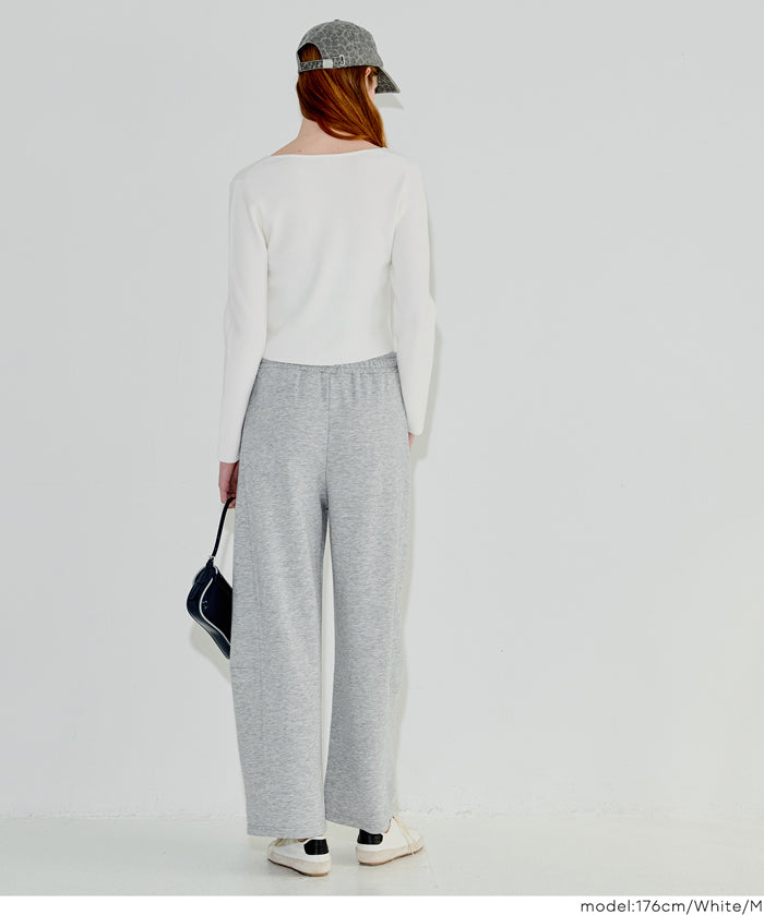 V領開岔造型薄針織上衣