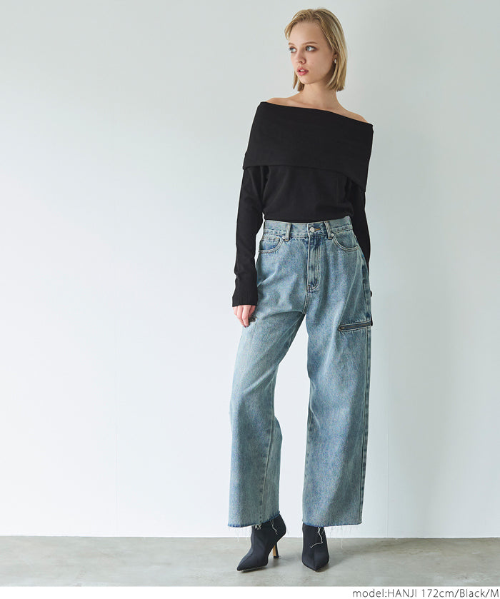 Off-shoulder knit top
