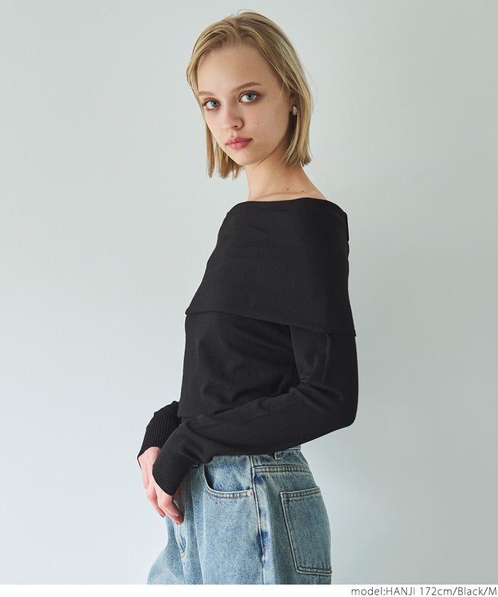 Off-shoulder knit top