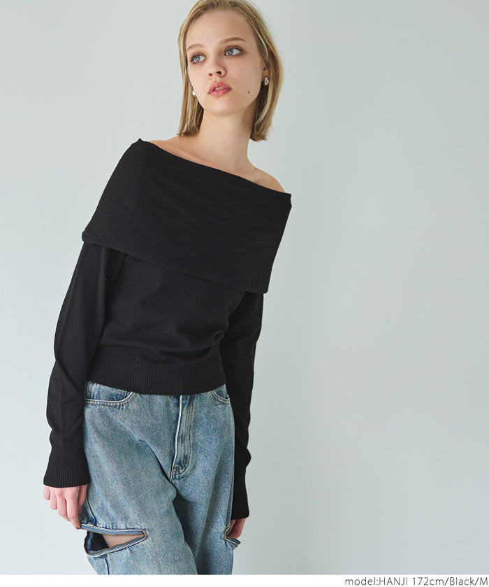 Off-shoulder knit top
