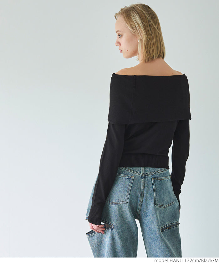Off-shoulder knit top