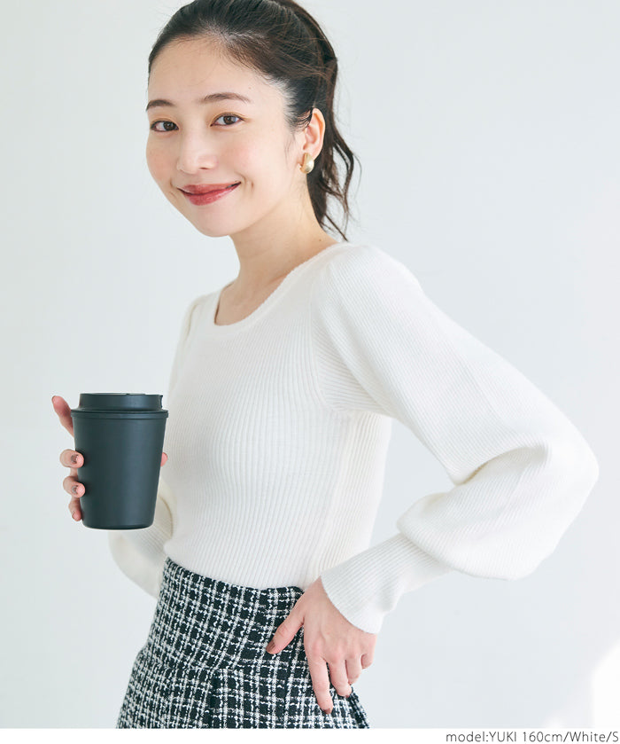 氣質公主袖圓領針織上衣