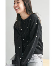 Pearl cable knit top