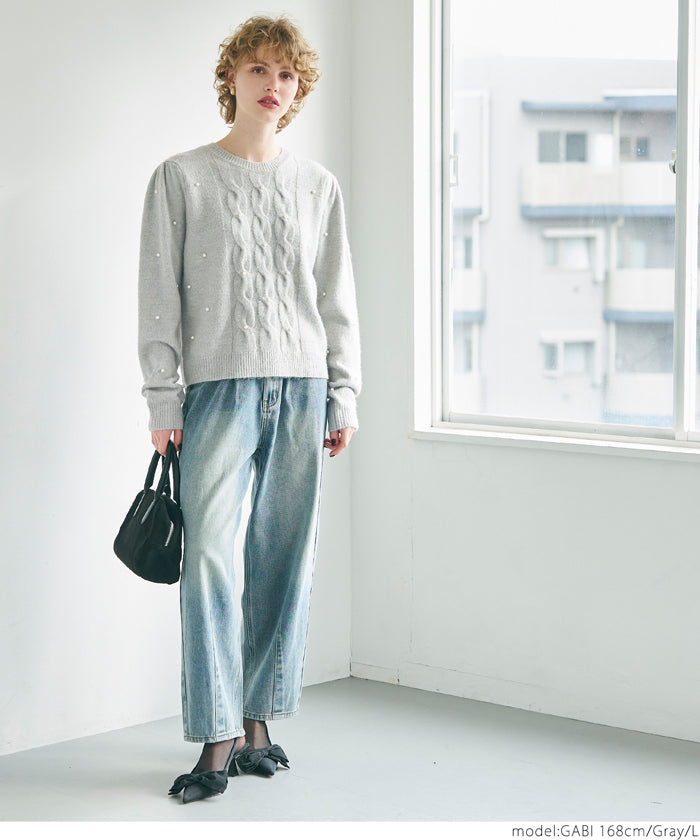 Pearl cable knit top