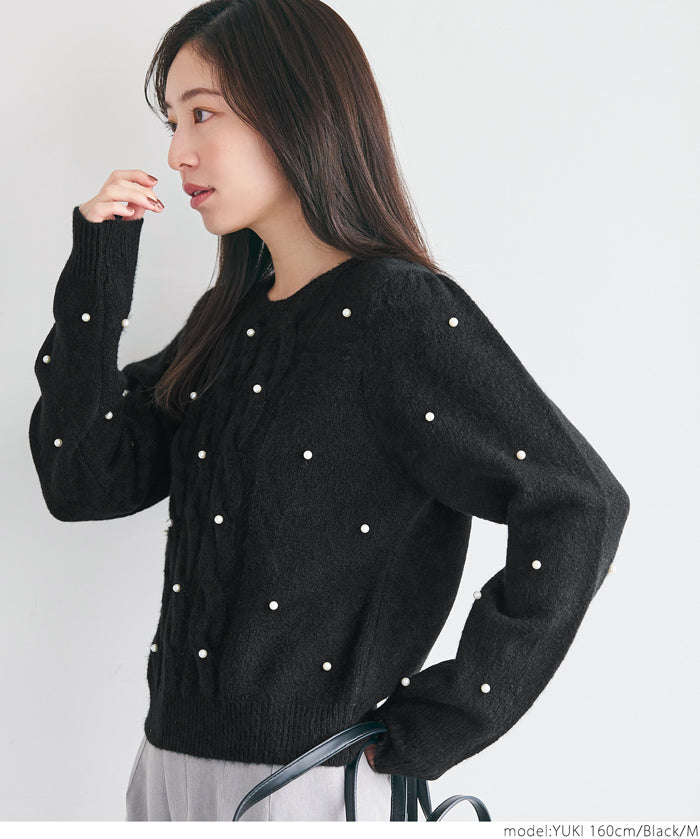 Pearl cable knit top