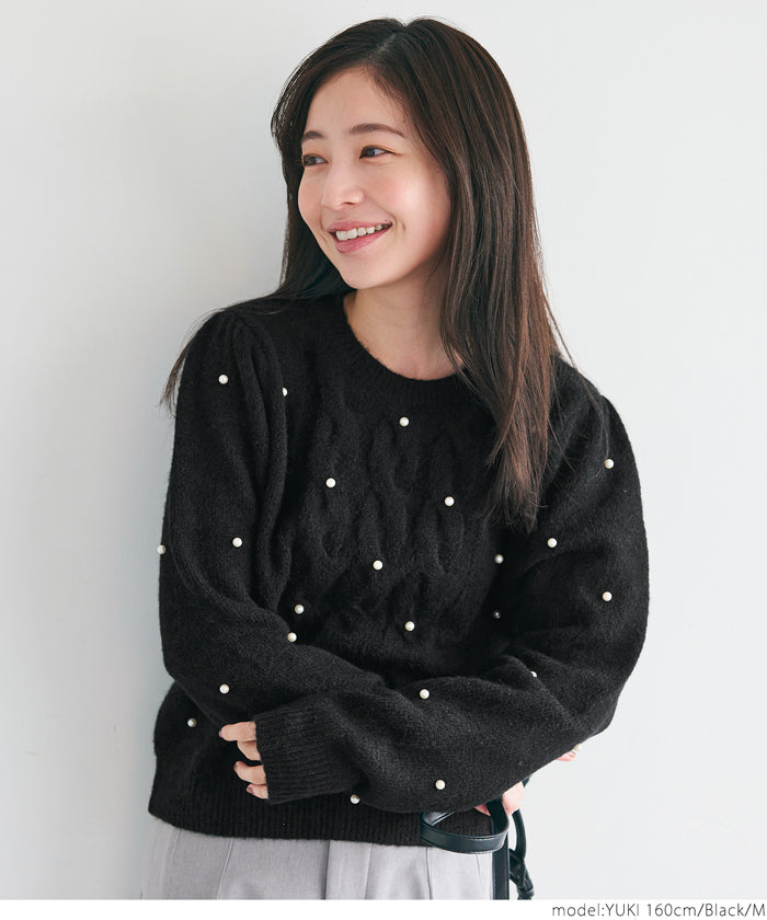 Pearl cable knit top