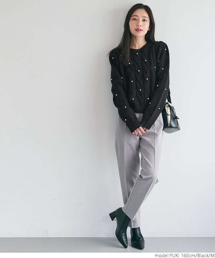 Pearl cable knit top