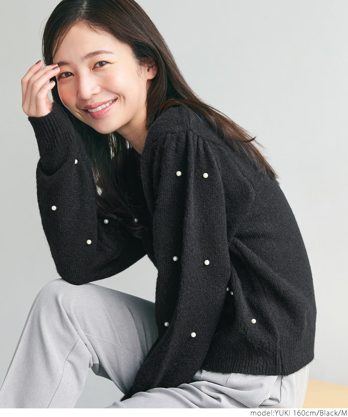 Pearl cable knit top