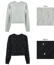 Pearl cable knit top
