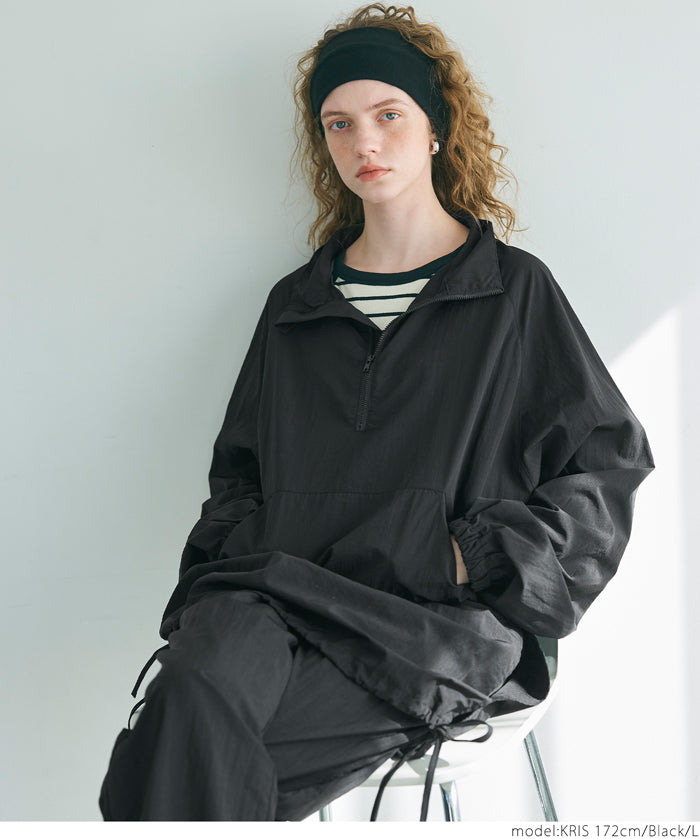 Sporty style stand collar nylon long sleeves 