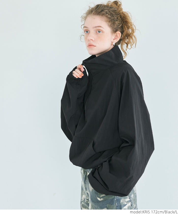 Sporty style stand collar nylon long sleeves 