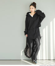 Sporty style stand collar nylon long sleeves 
