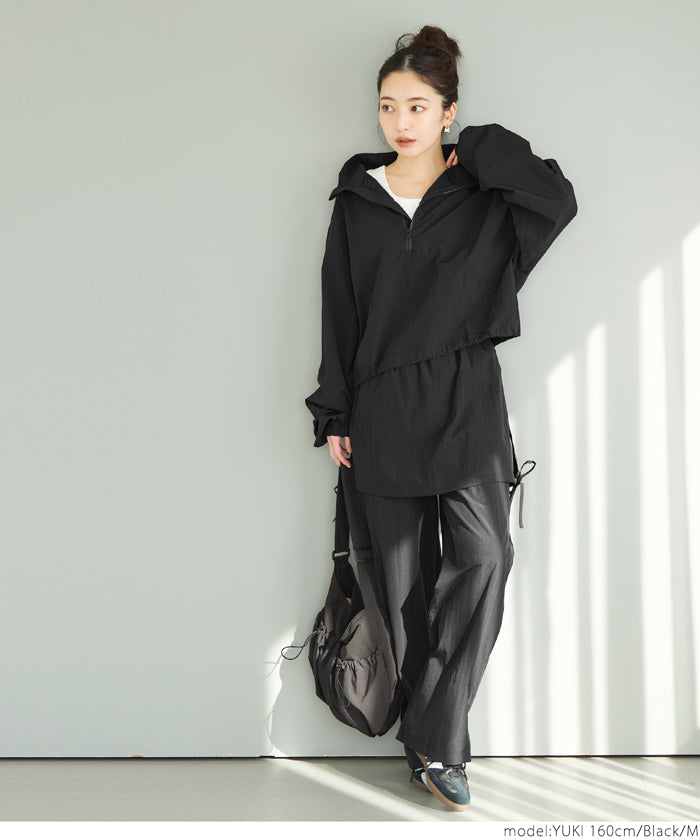 Sporty style stand collar nylon long sleeves 