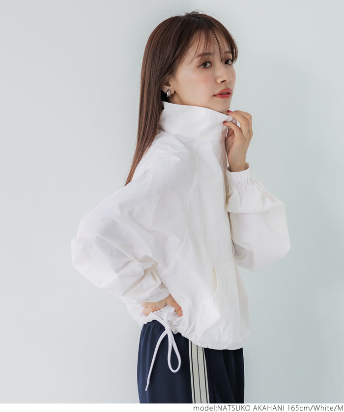 Sporty style stand collar nylon long sleeves 