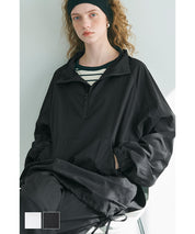 Sporty style stand collar nylon long sleeves 