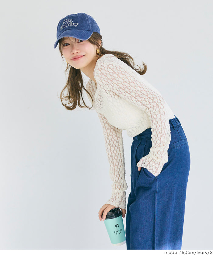 日系蕾絲透膚內搭上衣