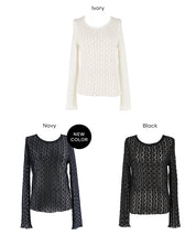 日系蕾絲透膚內搭上衣