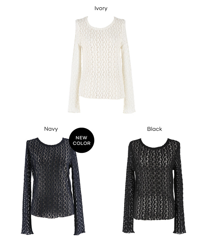 日系蕾絲透膚內搭上衣