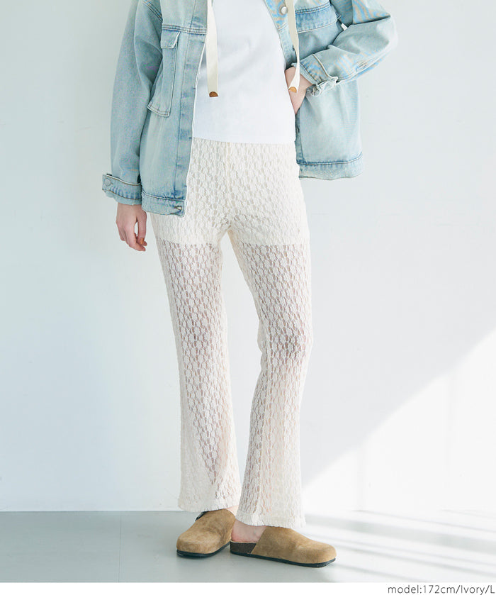 Japanese style lace see-through trousers 