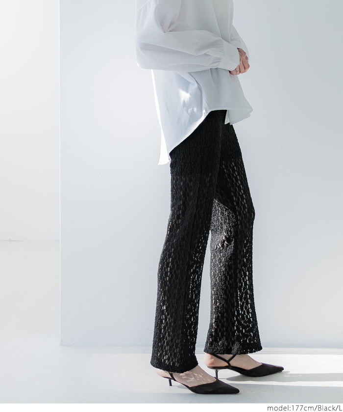 Japanese style lace see-through trousers 