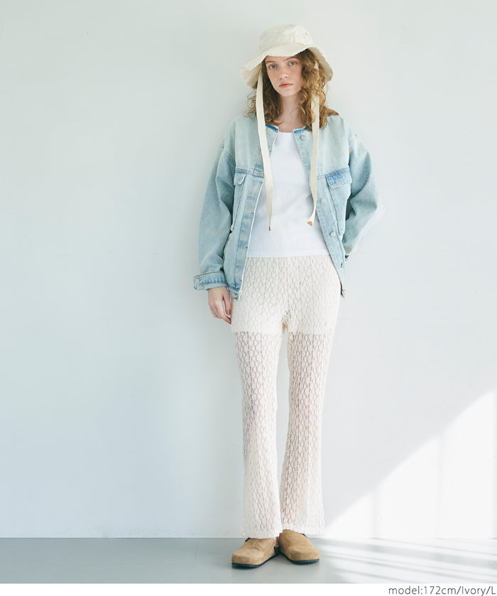 Japanese style lace see-through trousers 