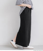 Elastic Willow Textured Straight Maxi Skirt
