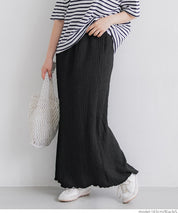 Elastic Willow Textured Straight Maxi Skirt