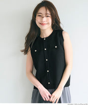 小香風金扣無袖針織背心