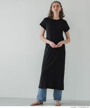 Ribbed short-sleeved casual maxi dress 