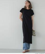 Ribbed short-sleeved casual maxi dress 