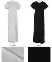 Ribbed short-sleeved casual maxi dress 