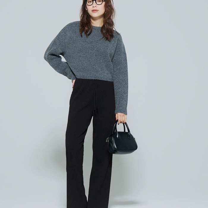 【Daily Warm】磨毛保暖百褶休閒長褲