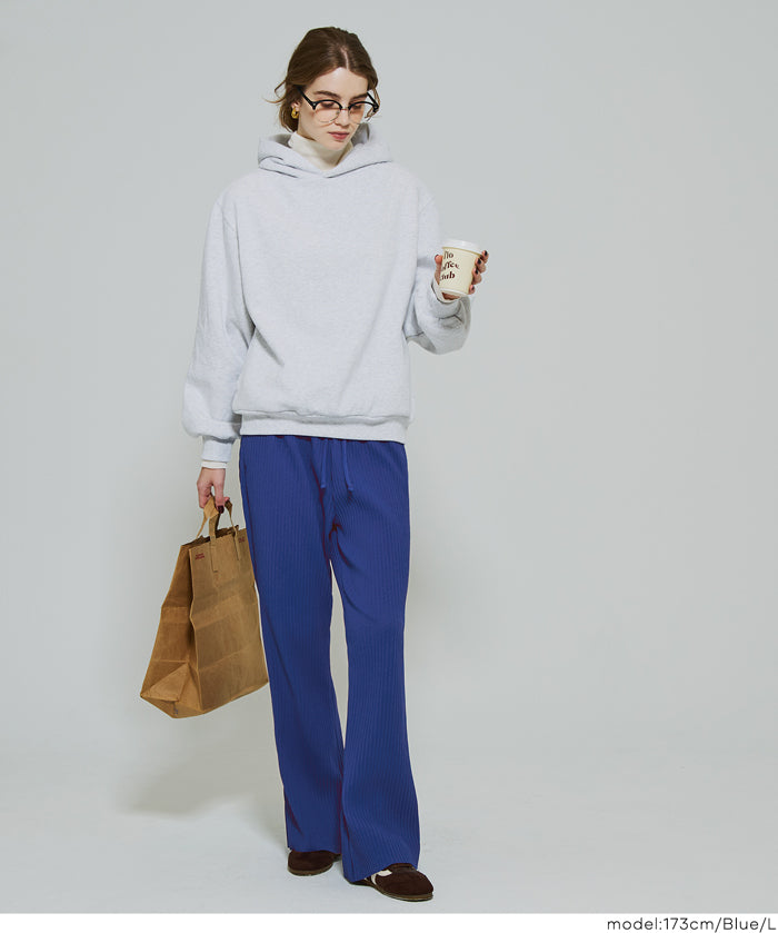 【Daily Warm】磨毛保暖百褶休閒長褲