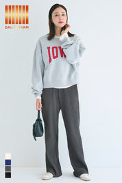 【Daily Warm】磨毛保暖百褶休閒長褲