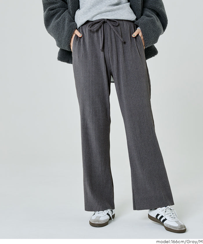 【Daily Warm】磨毛保暖百褶休閒長褲