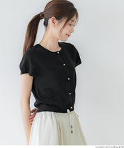 氣質通勤金扣短袖針織外套